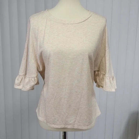 Lauren Conrad soft blue floral & heather tan tops bundle - Picture 3 of 6